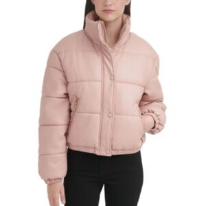 GUESS Women's leather Puffer Coat In Rose